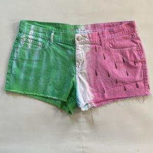 custom watermelon tie dye cutoff shorts - 100% cotton